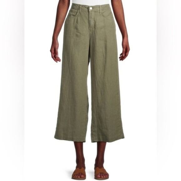 L'AGENCE Pants - L’ Agence Danica Trousers Pants Linen Wide Leg Cropped High Rise Boho Sz 25